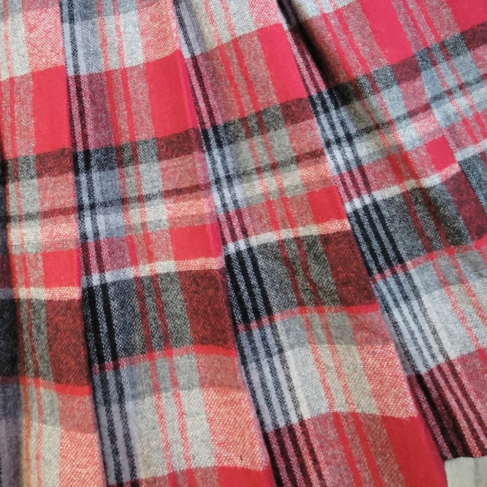 Pendleton Wool Skirt Size 10 26"W Red and Gray Plaid Pleated A-Line Midi VTG - Picture 8 of 9